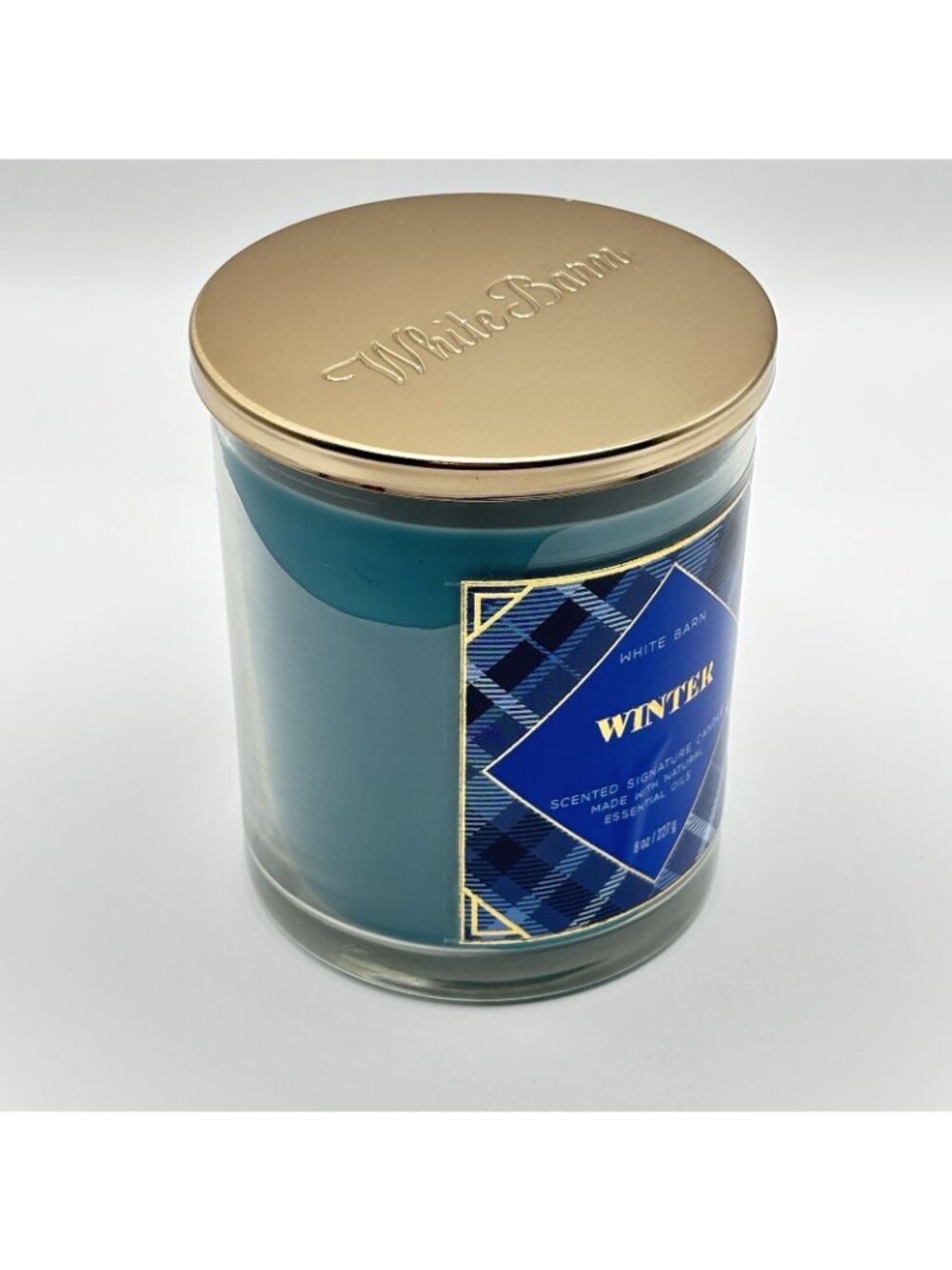 Bath & Body Works Single Wick Candle Winter White Barn 8oz Christmas Pine Plaid - Picture 4 of 12